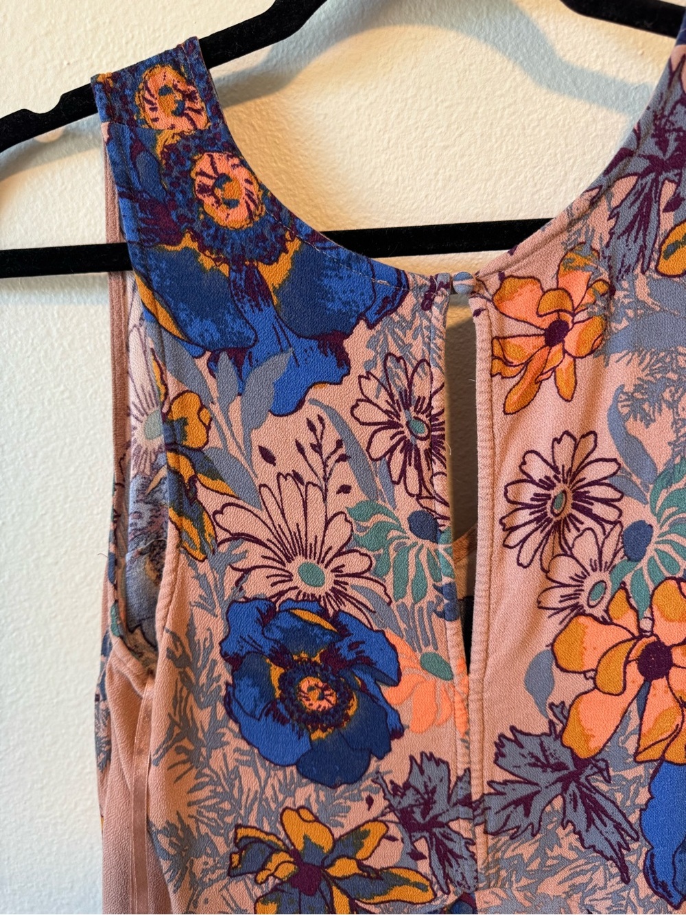 Free People Mauve Pink Tunic with Blue & Orange Floral Print - Picture 5 of 8